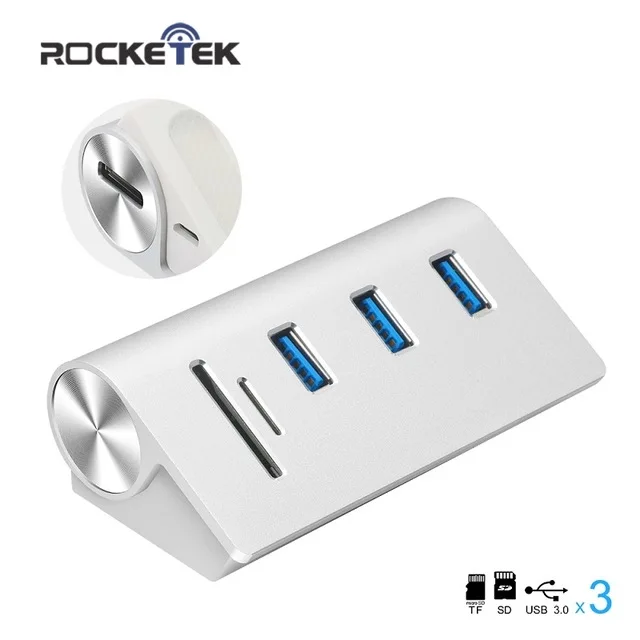 Cheap Rocketek 3.0 Hub Multi USB 3 Port Adapter Splitter Power Interface SD/TF Card Reader For MacBook Air Computer Laptop Accessories