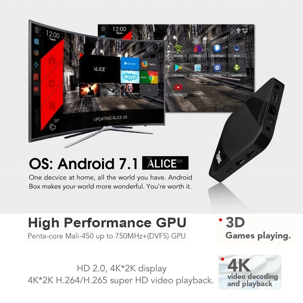 Tanix TX3 MAX 2 GB 16 GB Android 7,1 TV BOX Amlogic S905W Quad Core BT4.1 H.265 4 K 30tps 2,4 GHz WiFi PlayStore pk Mi cajas - 3