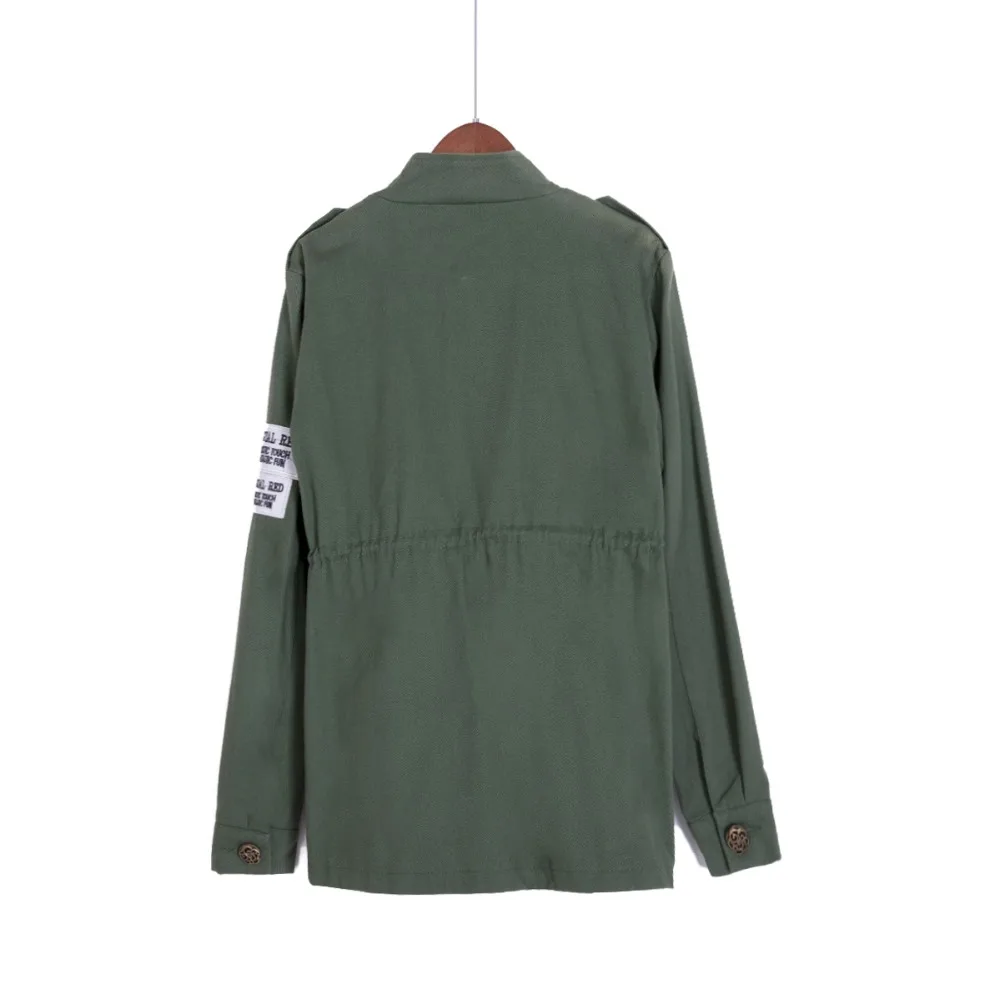 Günstige Hinzufügen 4 farben! Militär jacke frauen (keine plaid bluse) frühling herbst armee grün stickerei einstellen taille mantel chaqueta mujer C5302