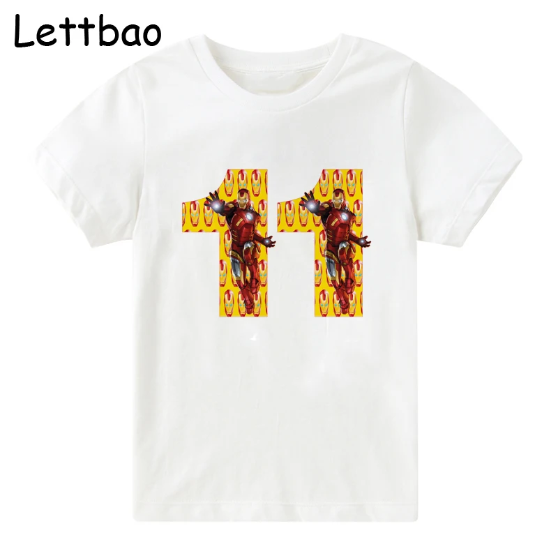 Новая детская футболка с супергероями Marvel на день рождения, для детей от 2 до 12 лет футболка с принтом «мстители» и «Железный человек» для мальчиков, одежда