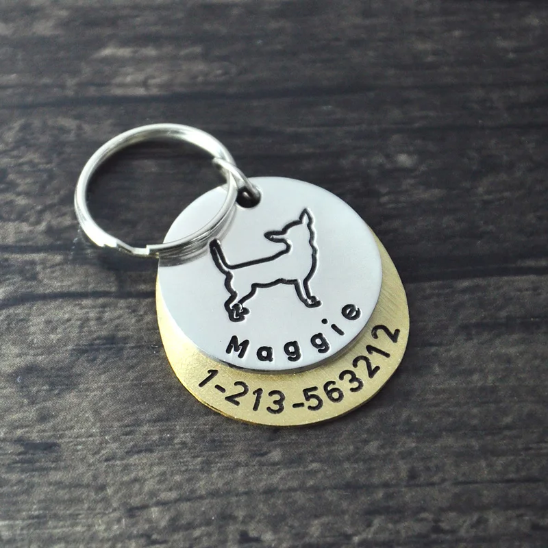 Personalized dogtags, Chihuahua dog tag, Custom Dog ID Tag, Hand Stamped Identification Dog Tag