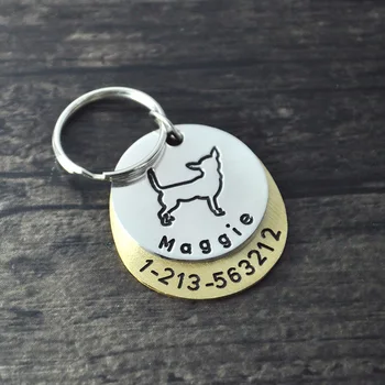 

Personalized dogtags, Chihuahua dog tag, Custom Dog ID Tag, Hand Stamped Identification Dog Tag, engraved name and number
