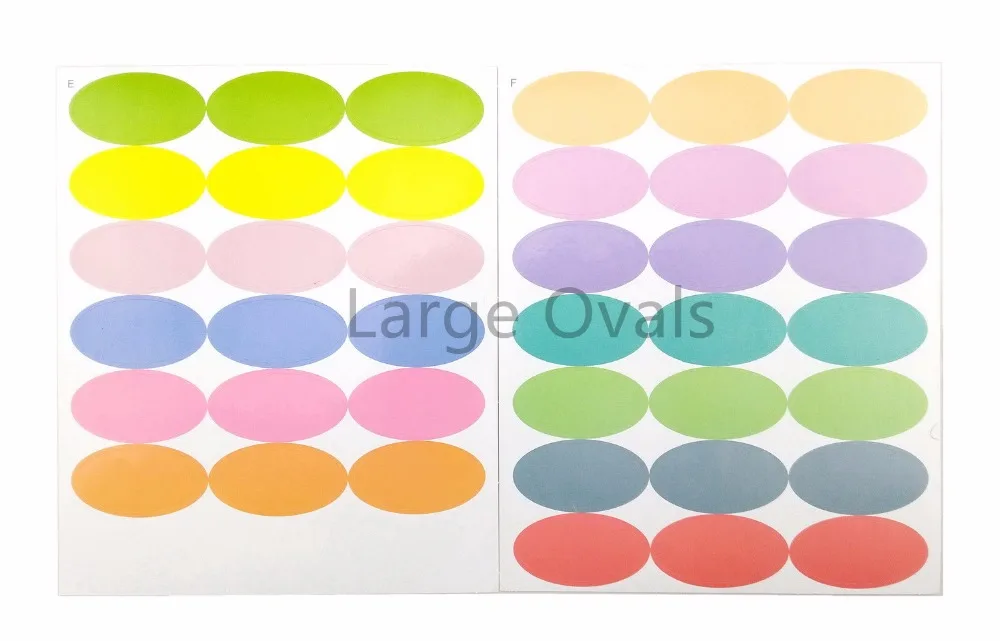 1 set 10 sheets Colorful Glass Essential Oil Bottle Cap Lid Labels Multiple Size includes Blank Round Circles Ovals Stickers