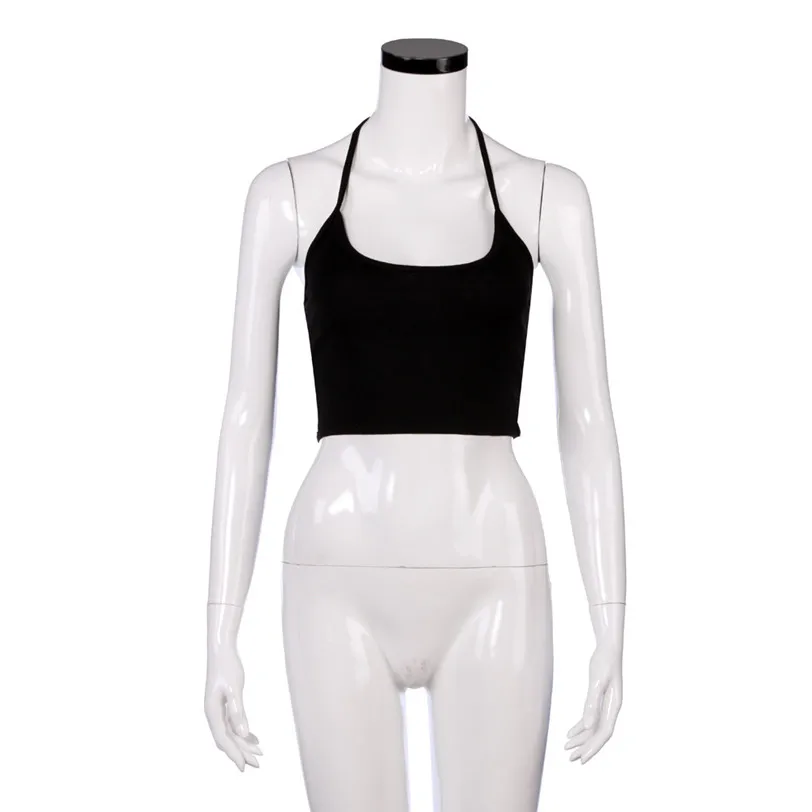 Sexy Halter Crop Top Female Camis Solid Bandage Tank Casual Vest Women's Tops Base Shirt Cropped Women's Blouse Wholesale noFB15 (7)