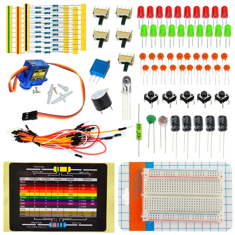 

Keyes DIY Electronic component package Kit with Breadboard Ceramic Capacitors Resistors Starter kit for arduino