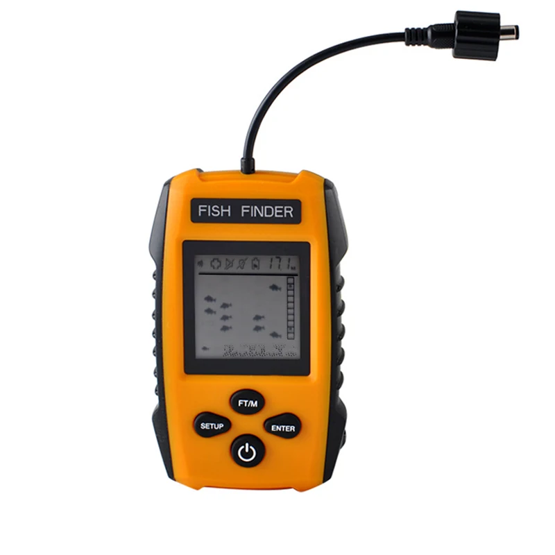 Hot 100 متر عمق الاستشعار fishfinder محمولة سونار السمك مكتشف إنذار lcd transduce