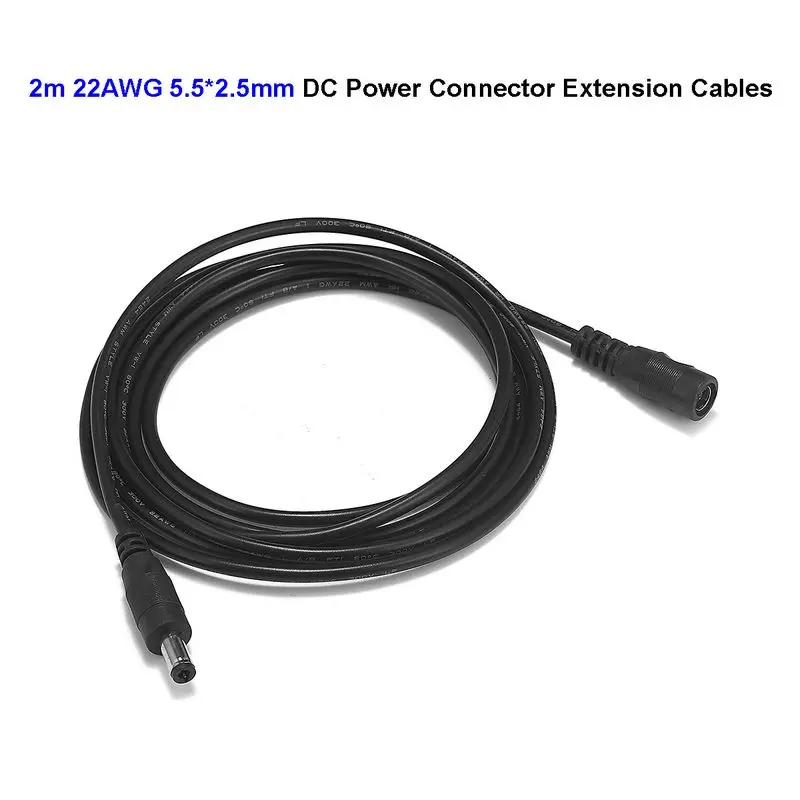 

5.5mm x 2.5mm 5V 12V DC Power Extension Cable 0.5m 1m 1.5m 2m 3m Jack Connector Copper Wire For AC Power Adapter LED Strip Light