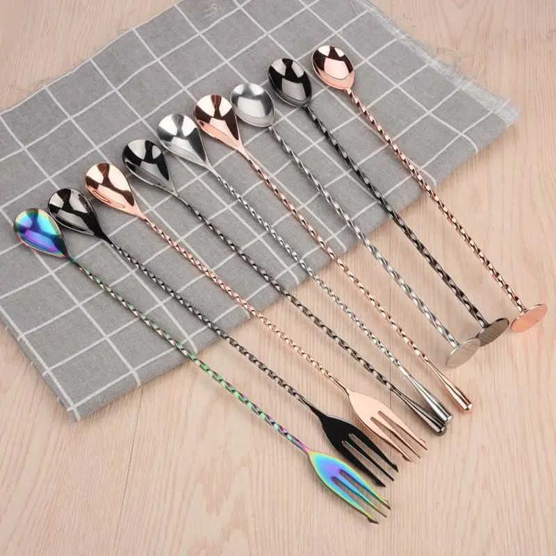 

1Pc Stainless Steel Mixing Cocktail Spoon Cocktail Stirrer Bar Puddler Martini Long Handle Spoon Bar Tool Bartender Tools