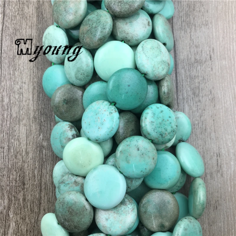 

16MM Smooth Round Natural Green Grass Agates Flat Beads,Apple Stone Slice Spacer Beads For Jewelry Making MY1612