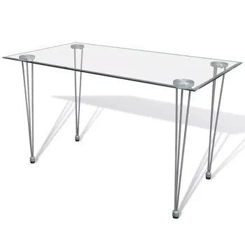 

VidaXL Transparent Glass Dining Table And Table Top Interior Dinner Table Bar Table Kitchen Furniture Dining Table