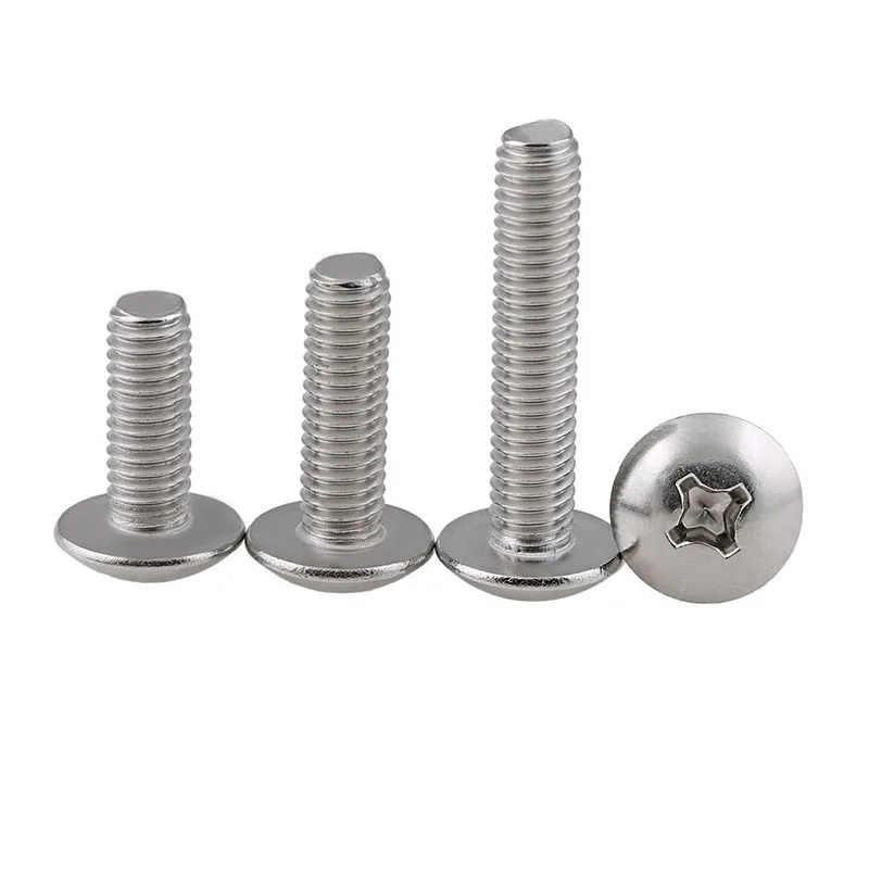 50Pcs M3M4M5 mm 304 Stainless Steel Flat Head Machine Screw Mushroom Head Cross Screw Umbrella Head*8/10/12