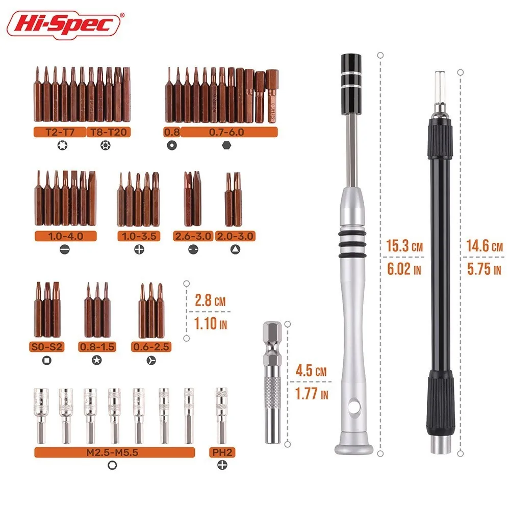 Hi-Spec 60 в 1 Набор отверток мини Прецизионная отвертка Набор бит Мультитул ремонтный ручной набор инструментов для телефона электроники ПК