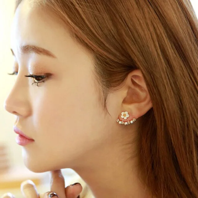 Crystal Stud Earrings Boucle d'oreille Femme Fashion Flower Earrings ...