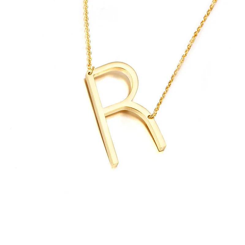 New Minimalist stainless steel Letter Name Necklaces For Women Long Big 13 4373656764_1964286240