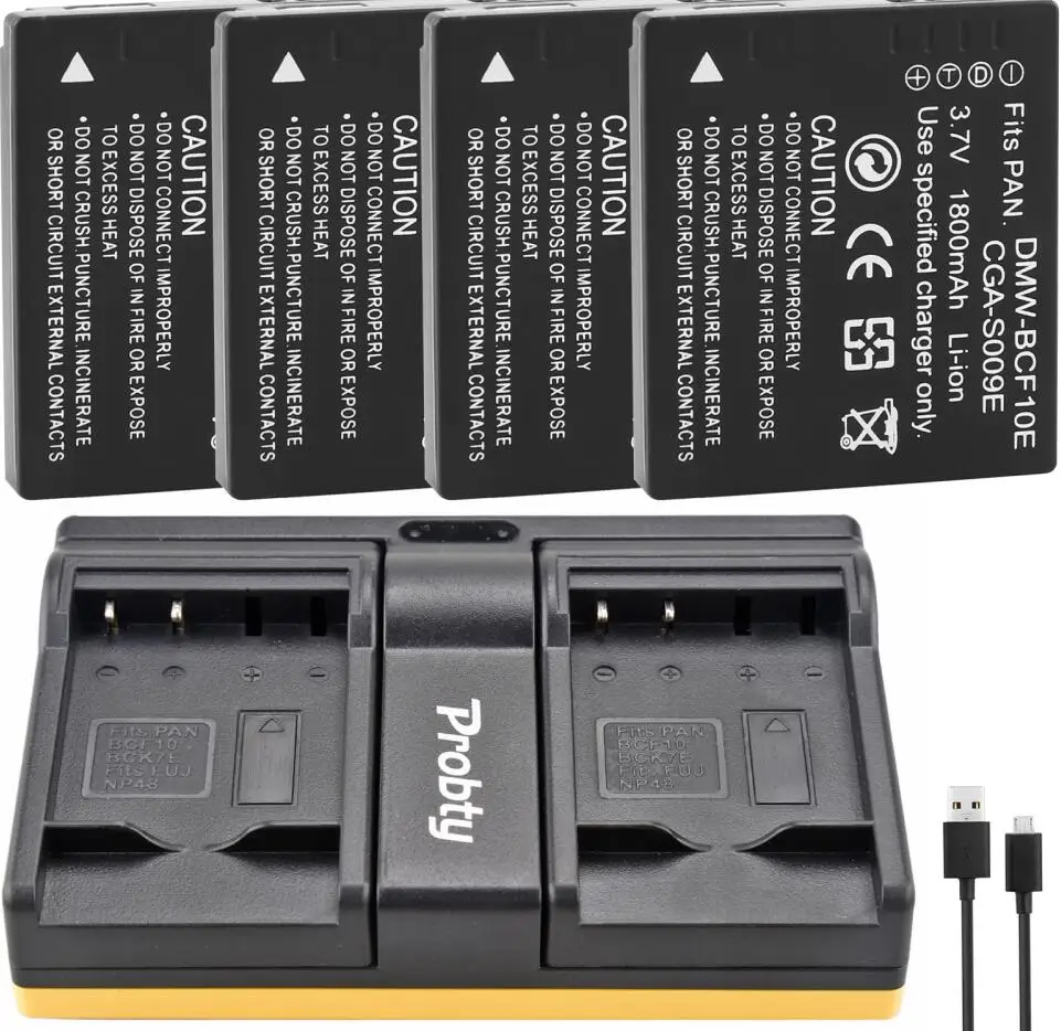 Dmw-Bcf10E Batteria E Caricabatteria Per Panasonic Lumix Dmc-Dmc-F2 Dmc-Fh3 Fh20 Fh22 Dmc-Fh3 Dmc-Ft3 Dmc-Ft4 Dmc-Fx68 Dmc-Fx700 Dmc-Fh20