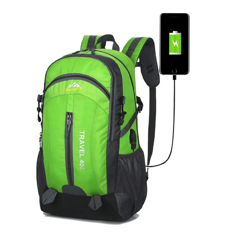 Водонепроницаемый рюкзак, походная сумка, велосипедный рюкзак для альпинизма, дорожные сумки для мужчин и женщин, USB зарядка, спортивная сумка, походный рюкзак - Цвет: Зеленый цвет