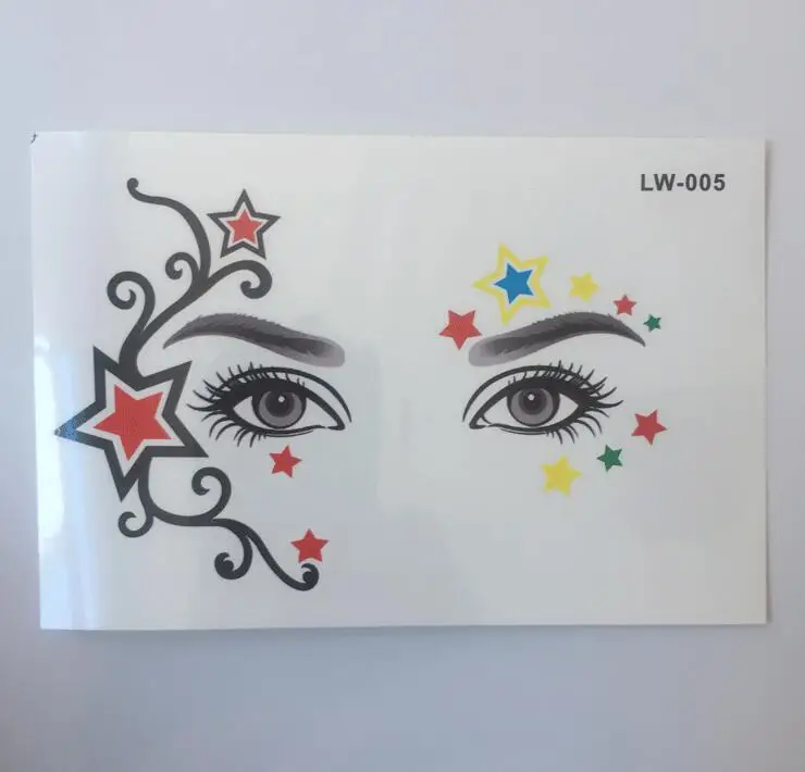 Водонепроницаемые наклейки для лица маскарадные вечерние наклейки для украшения глаз сексуальные тату-наклейки для лица лоб сценический Декор - Цвет: LW005