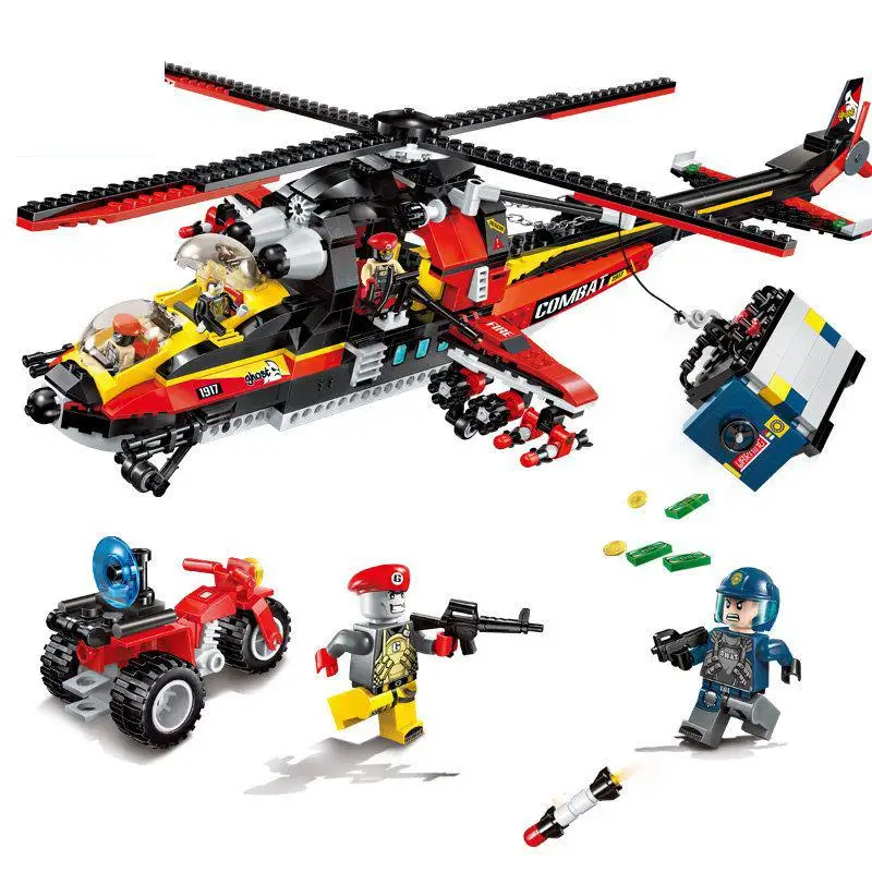 

654pcs City Police Station Motorbike Helicopter Toys For Children Compatible With Legoings