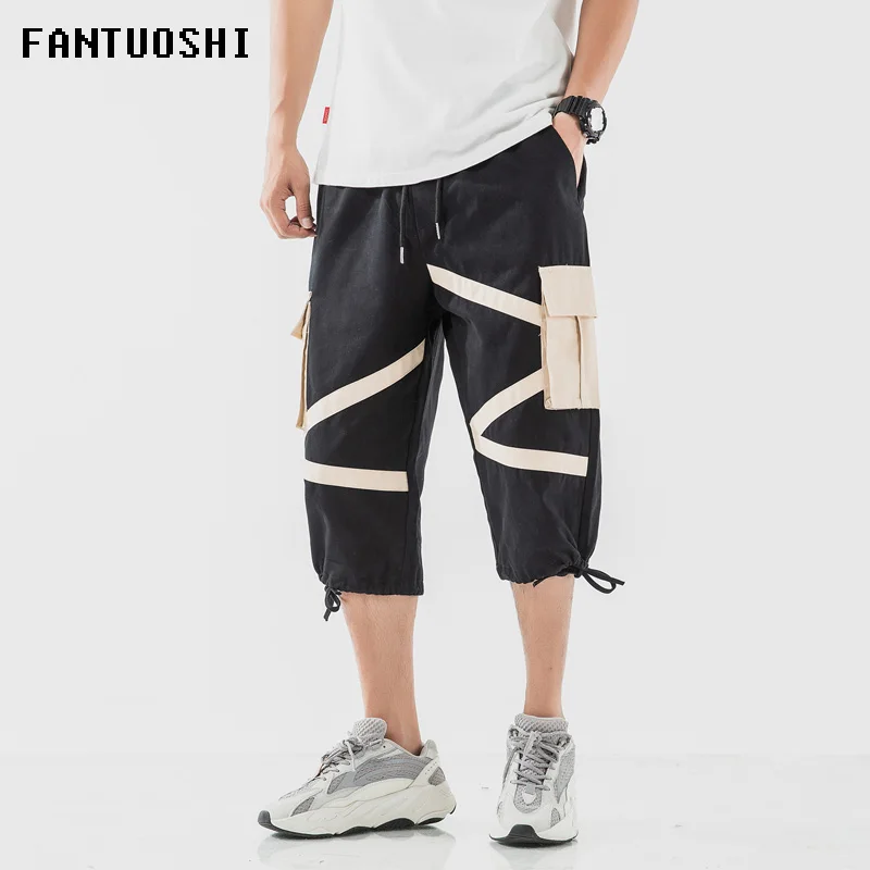 Летние мужские шорты высокого качества эластичная талия модные повседневные укороченные брюки ниже колена хлопковые шорты большие размеры 5XL
