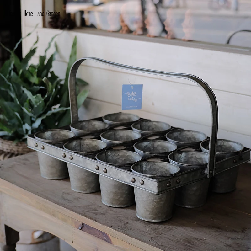 

hand made galvanized antique retro zinc flower pots