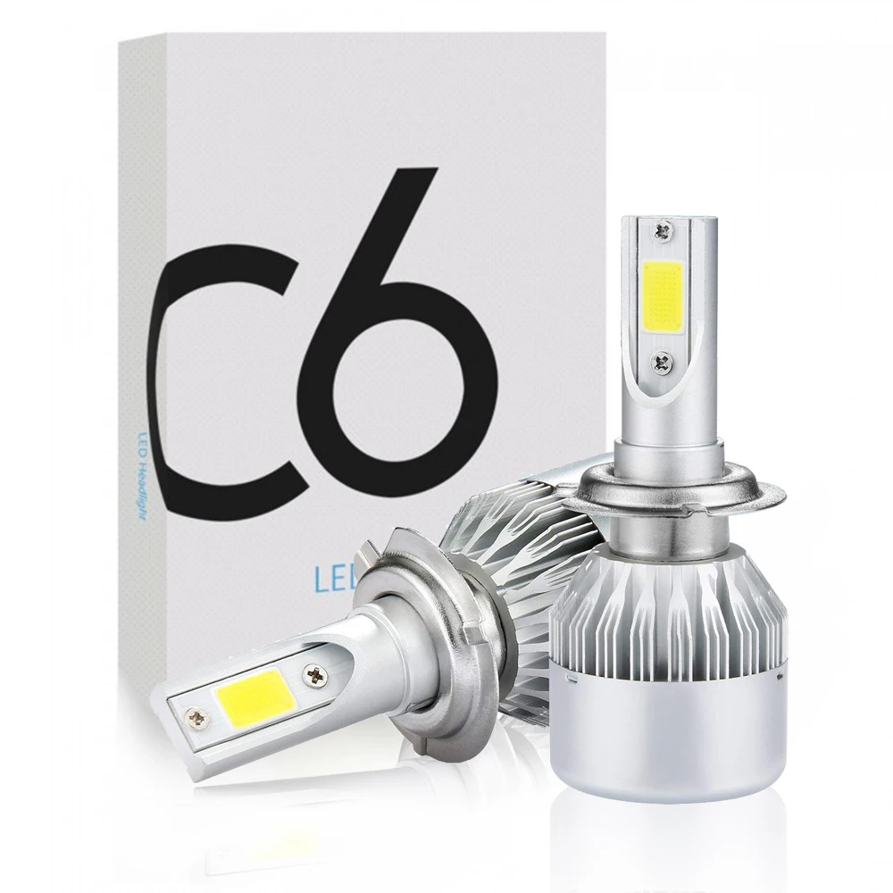 

2x H7 LED H11 H4 Hi/Lo H1 H3 H8 HB1 HB3 HB4 HB5 H10 HIR2 H13 H16 H27 Car Headlight Bulbs 6000K COB C6 Car Led Lights