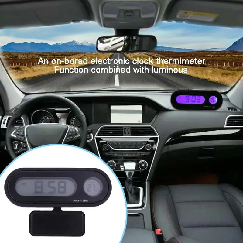 Мини автомобильные цифровые часы термометр Автомобильный приборной панели крепление СВЕТОДИОДНЫЙ Дисплей подсветки измеритель температуры Датчик авто аксессуары