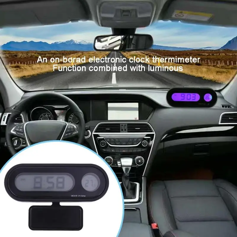 

Mini Car Digital Clock Thermometer Automobiles Dashboard Mount LED Backlight Display Temperature Meter Gauge Auto Accessories