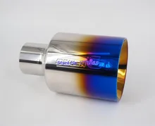 Double-Layer Flat ID:63mm(2.5″) OD:114mm(4.5″) L:200mm(7.8″) Stainless Steel Racing Car Exhaust Muffler Tip End Pipe