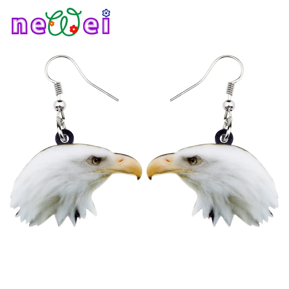 NEWEI Acrylic Fashion Bald Eagle Bird Earrings Drop Dangle Big Long