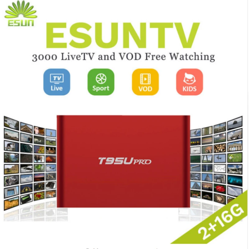 

ESUN-TV T95U PRO Android IPTV Box 6.0 Smart TV Box Arabic Spain UK French Germany Italy Netherland Sweden Portugal EX-YU xxx US