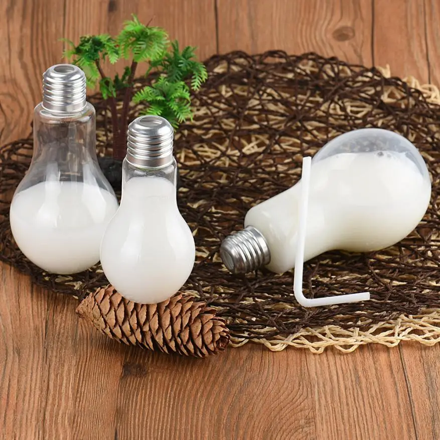 

New Summer 5 size Bulb Water Bottle Cute Brief Fashion Cute Milk Juice Light Bulbs Leak-proof Drinkware Unbreakable Bottle