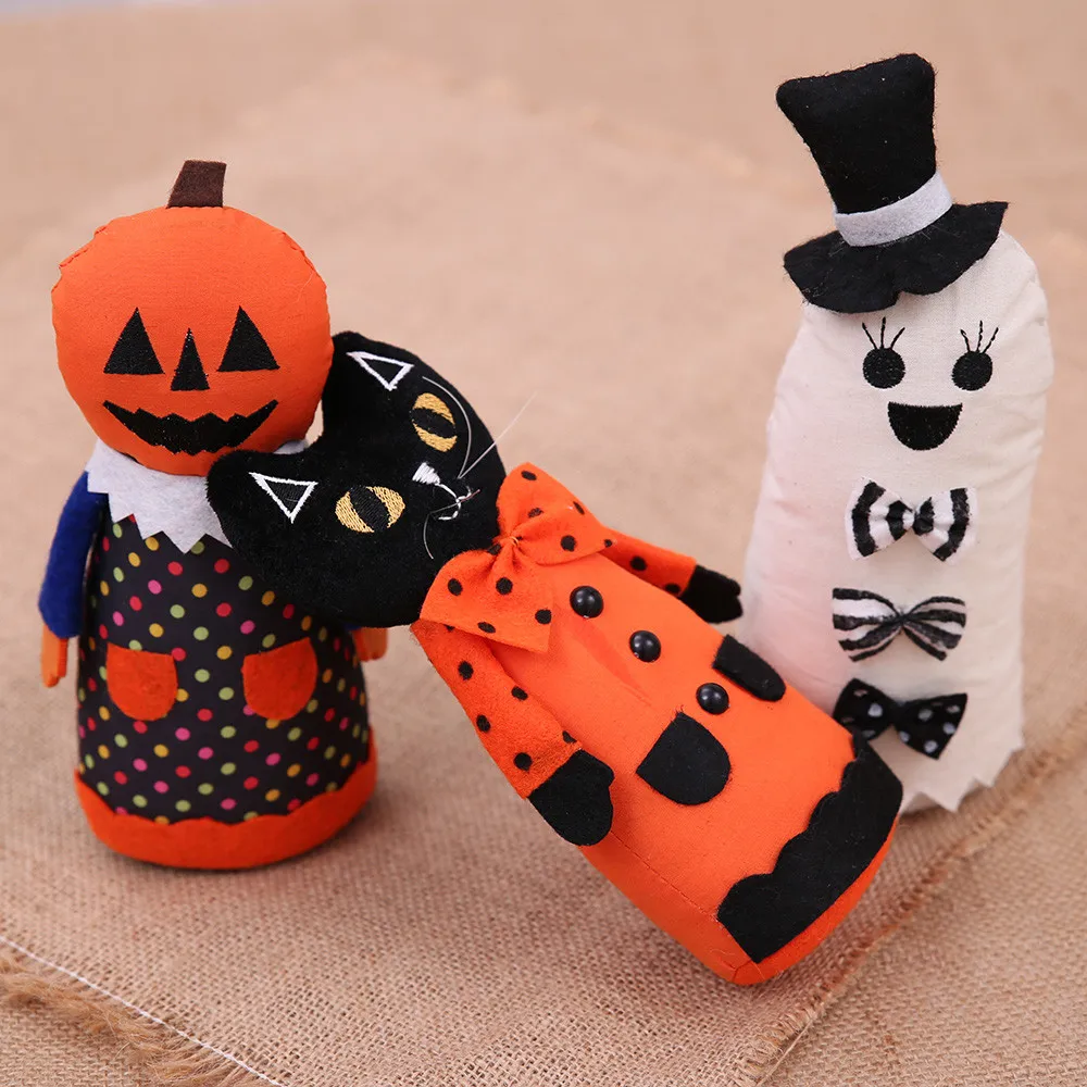 

Halloween Decoration Standing Halloween Doll Cartoon White Cat Pumpkin Toys Home Party Decor Accessories #QQ