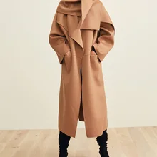 Высококачественное,, большое, ручная работа, двустороннее, шерстяное, кашемировое, простой стиль, шерстяное длинное пальто-толстое, мягкое, теплое, минималистское пальто