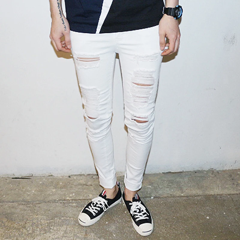 Mens Ripped White Jeans - Is Jeans