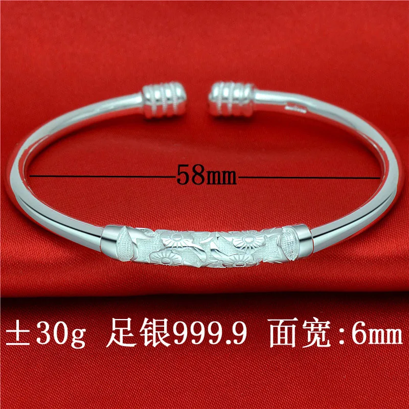 

2019 Sale Armbanden Voor Vrouwen Bracelet 999.9 Manual Carve Patterns Or Designs On Woodwork Accessories Plum Blossom Sterling
