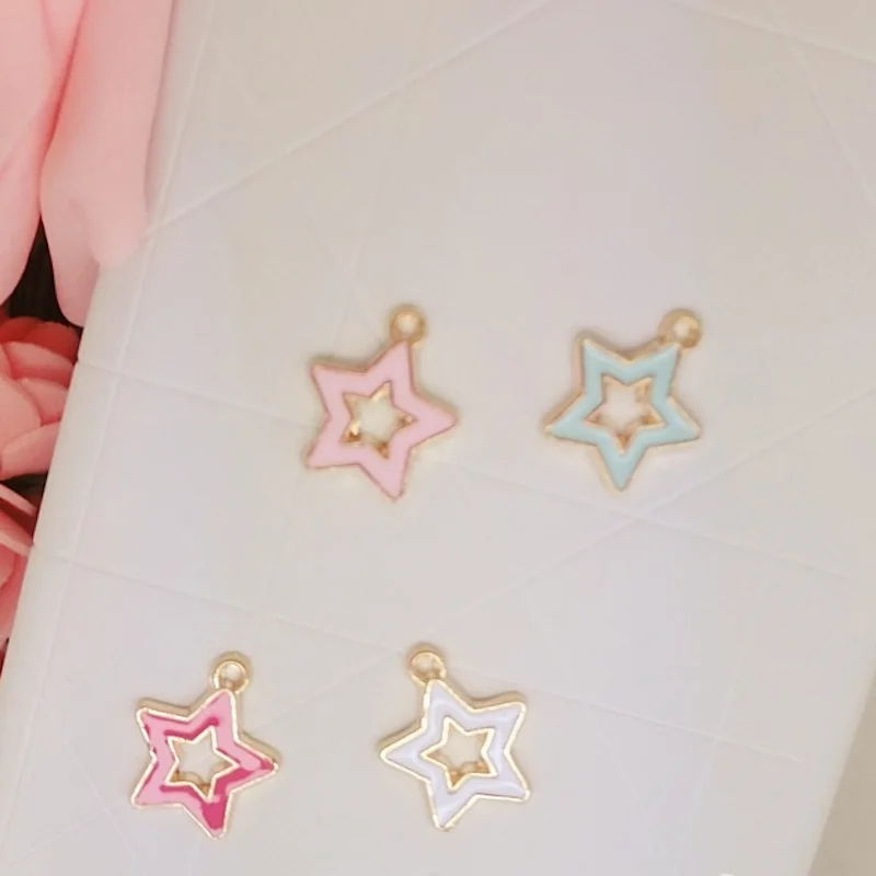

20pcs/lot Pentagramme size 14*17mm pendant hollow star alloy enamel charm DIY accessories of necklace bracelet headdress fitting