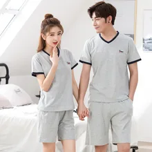 Sujisi Мужская Летняя короткая Пижама с короткими рукавами с v-образным вырезом Повседневная Свободная пижама из чистого хлопка мужская пижама с буквенным принтом