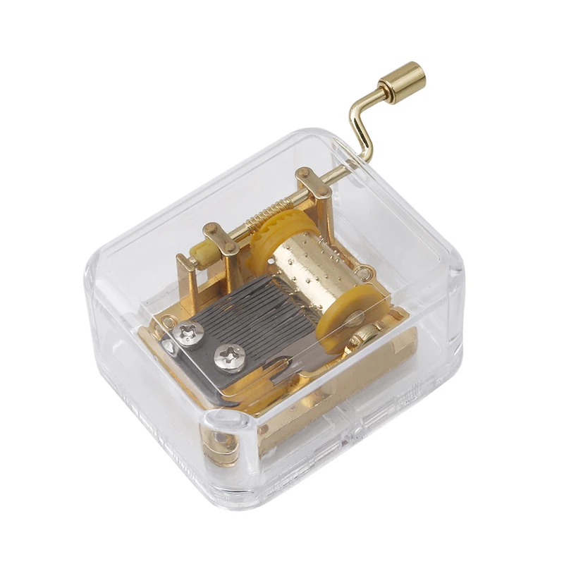 Acrylic Mechanical Movement Hand Crank Kids Girl Gift 7 Types Song Girls Great Mechanism Gift