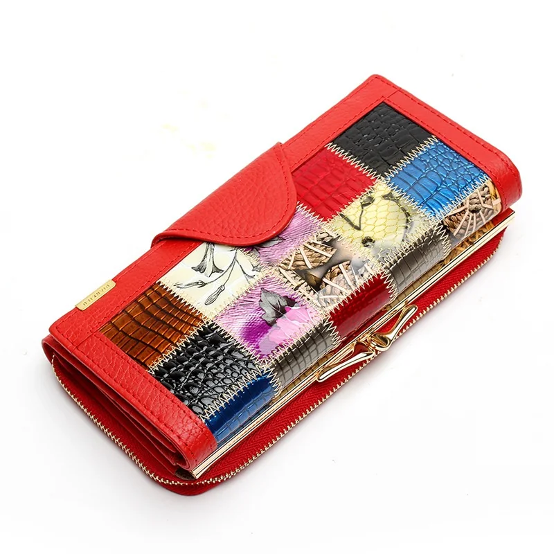Модная сумка из искусственной кожи с застежкой-молнией и 3 сложениями, брендовый длинный кожаный кошелек с отделением для монет Z757 - Цвет: Red