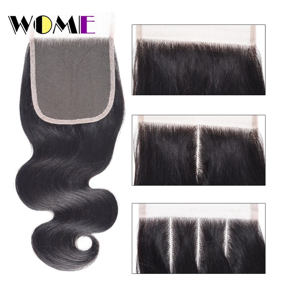 Женские волос объемной волны закрытие Малайзии человеческих волос 4*4 объемная волна застежка швейцарский шнурок человеческих волос 130%