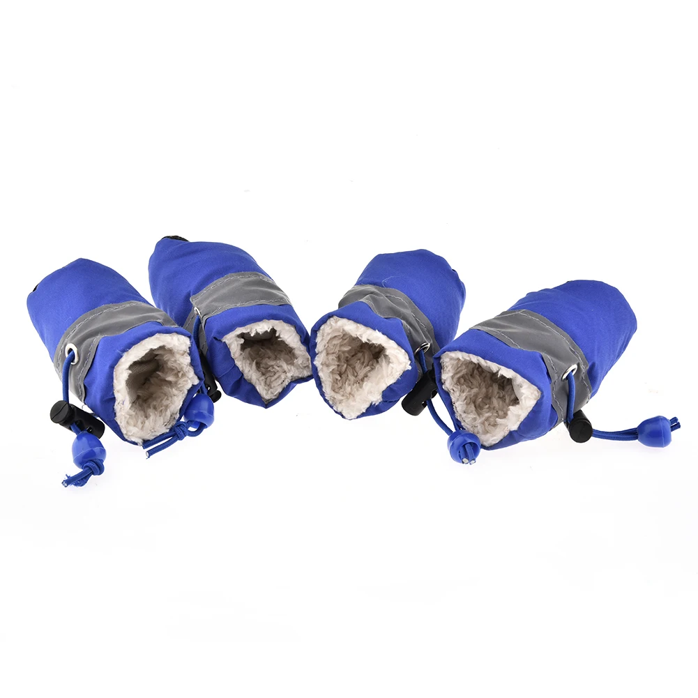 4 шт. Водонепроницаемая Обувь для собак Светоотражающие Нескользящие резиновые сапоги регулируемые зимние теплые носки кроссовки защита лап для собак и кошек