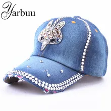 [YARBUU] бейсболки новая модная джинсовая со стразами шляпа джинсовая бейсболка с колпаком шляпы Регулируемая летняя шляпа от солнца