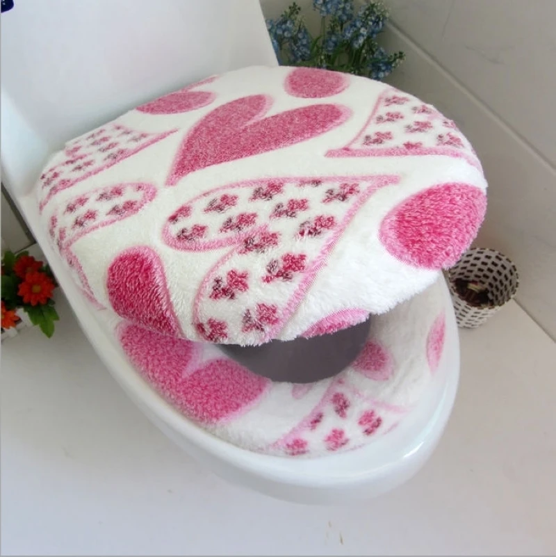 2017 Super soft coral velvet two piece toilet seat cover set Heart