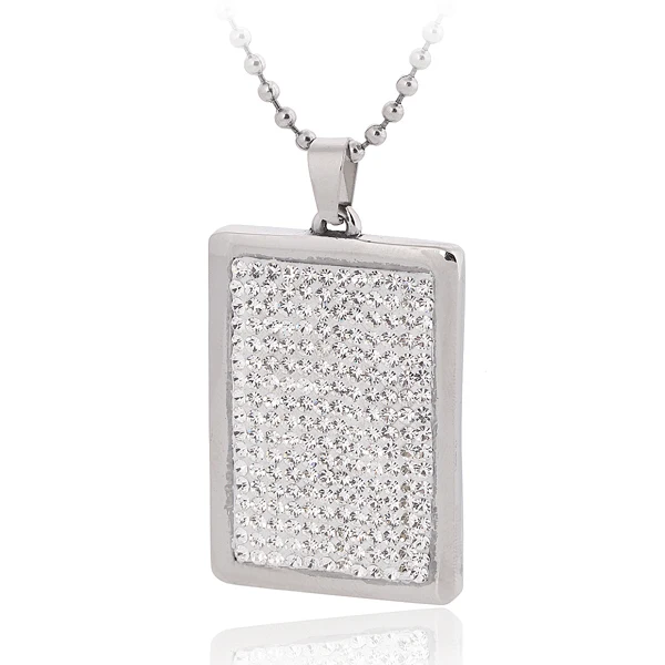

60cm Leghth Clear CZ crystal Pave Stainless Steel Rectangle necklace for women