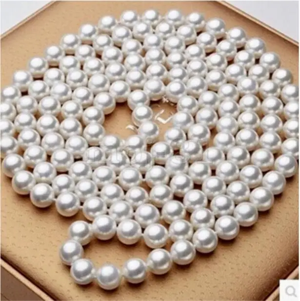 ELEGANT 9-10 MM WHITE ROUND PEARL NECKLACE 50INCH | Украшения и аксессуары