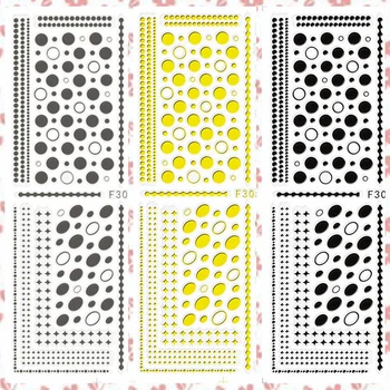 

1 Sheet Polka Dots Empty Solid Round Oval Stars Adhesive Nail Art Stickers Decals DIY Salon Tips F305# Gold Silver Black White