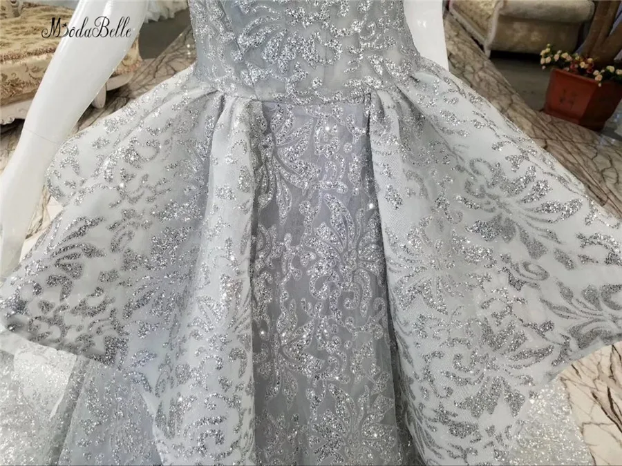 Modabelle/блестящие вечерние платья с пайетками, Серебряное длинное платье с длинным шлейфом, роскошное платье с оборками на выпускной, Vestidos De Noche