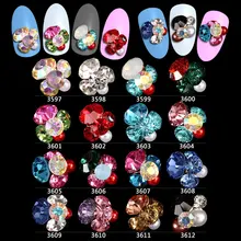 100PCS New Big Rhinestone glitter nail flower Nail Decoration Crystal Nail Jewelry luxury crystal nail charms