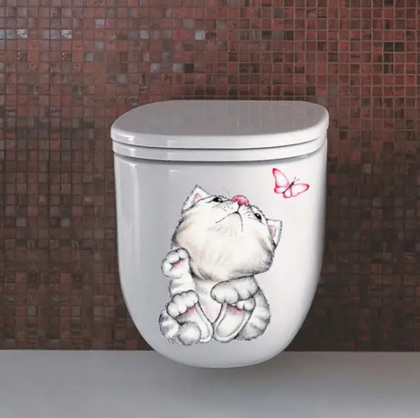 Посмотреть civid 20*30 см кошки настенные наклейки для детской комнаты ванная комната туалет домашний декор мультфильм настенные наклейки с животными diy Фреска Искусство - Цвет: F
