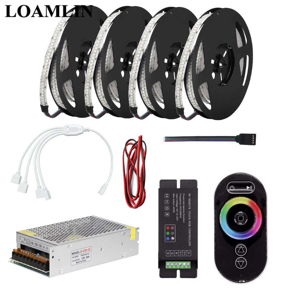 

5m 10m 15m 20m RGB Led Strip 2835SMD 234Leds/m Flexible Light RF Remote Touch RGB Led Controller DC12V Power Transformer Kit